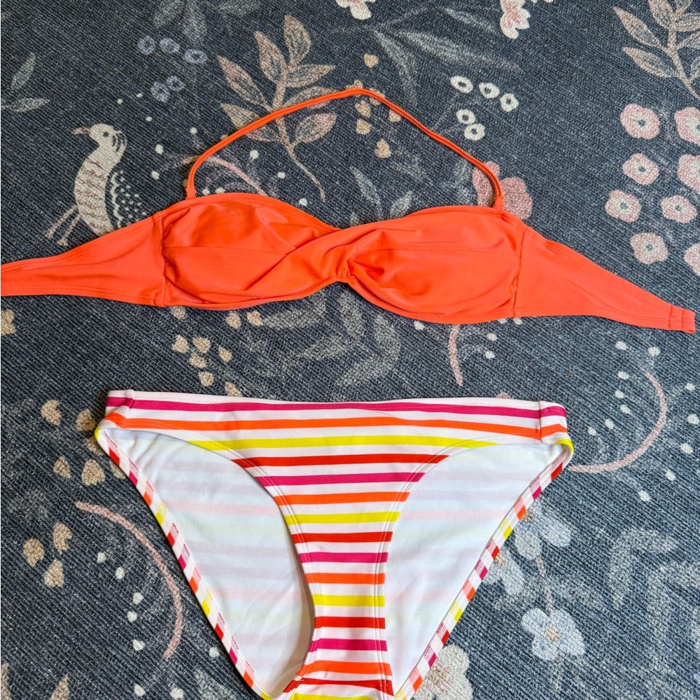 Kohl's Orange Bikini Top and Striped Bottom